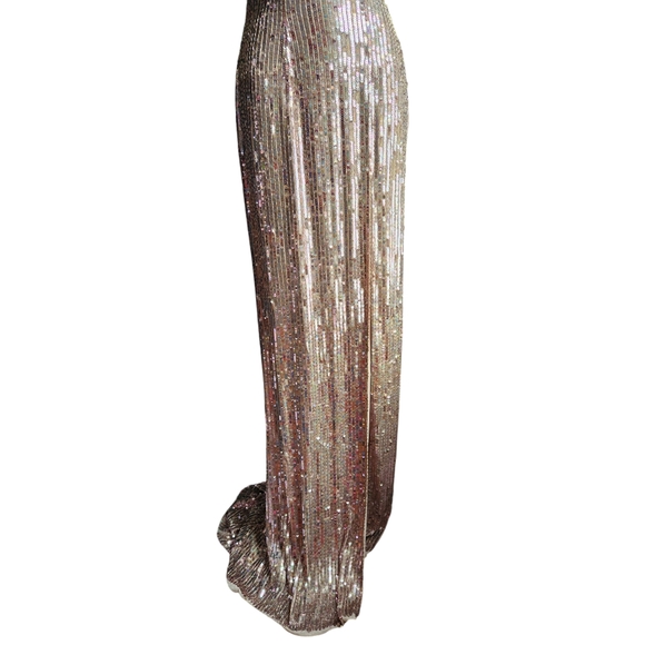 NWOT Sherri Hill Rose Gold/Light Pink Sequin Dress Prom Pageant Size 00 - Picture 3 of 9